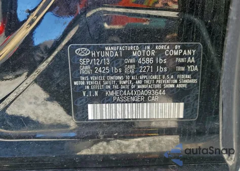 2013 Hyundai Sonata Hybrid z USA, uszkodzony, nr VIN KMHEC4A4XDA093644